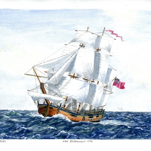 Digital hms Endeavour Print | DIGITAL DOWNLOAD|Print Wall Art Living Room Decor Wall Decor Home Decor Watercolour|Watercolor BOHO large art