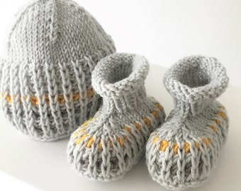 Knitting Pattern, Baby Booties and Beanie, Baby Hat Knitting Pattern, Baby Booties Knitting Pattern - English only