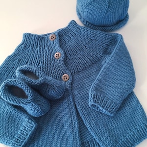Knitting Pattern, Baby cardigan, Baby Hat, Baby Booties