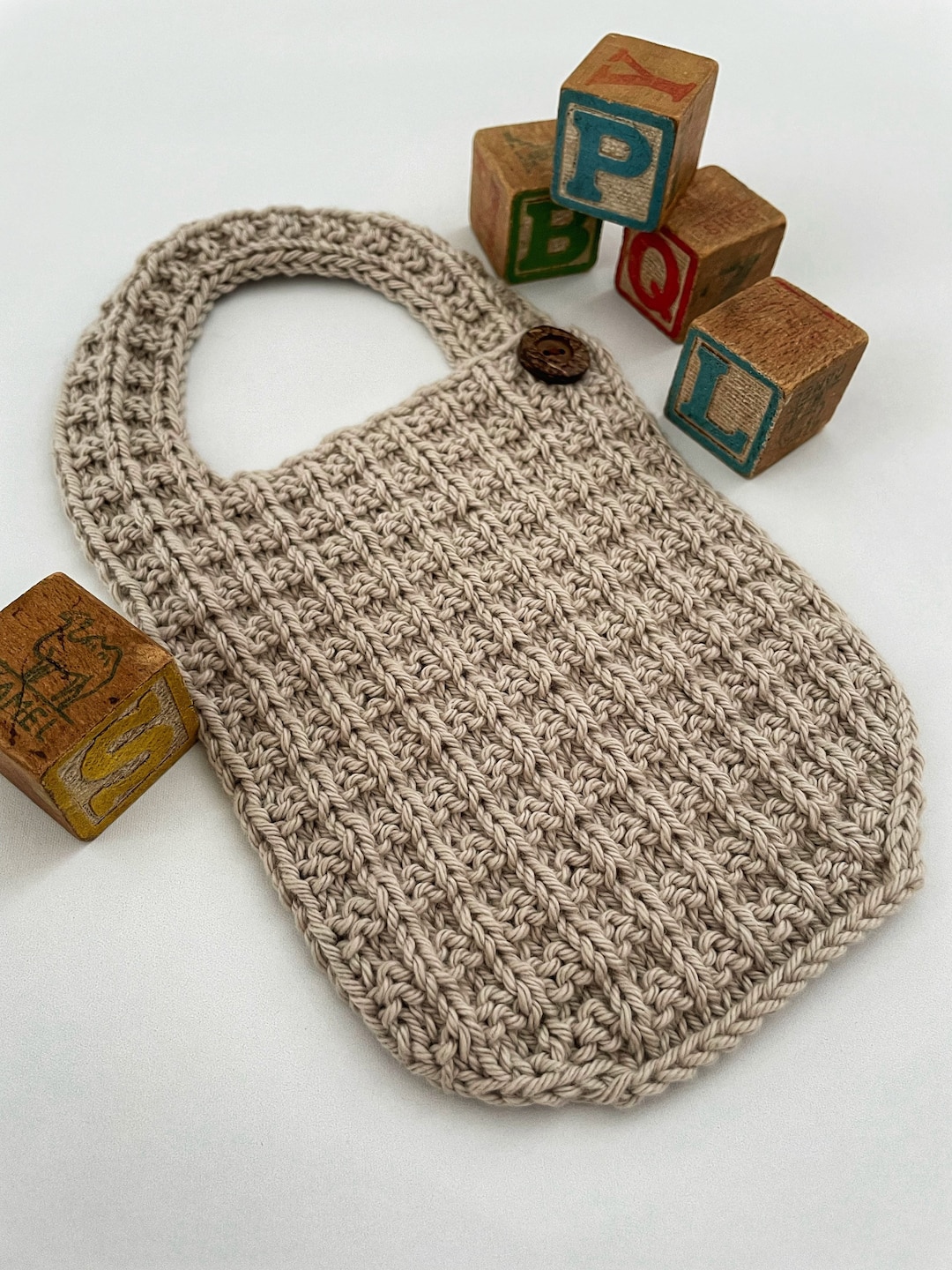 Baby Bib Knitting Pattern Easy Knit Cotton Bib Etsy