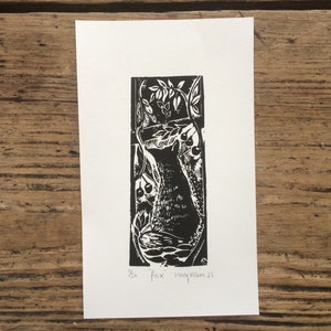 Young Fox, Limited Edition Hand Carved Lino Print
