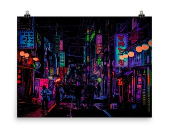 Cyberpunk Seoul Poster – Futuristic Neon Cityscape Wall Art • Sci-Fi Anime Decor • Seoul Night Print for Cyberpunk 2077 Fans