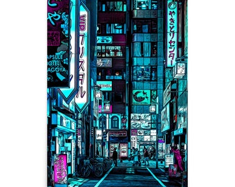 Neon Tokyo Wall Art - Cyberpunk Japan Poster Inspired by Akira and Bladerunner