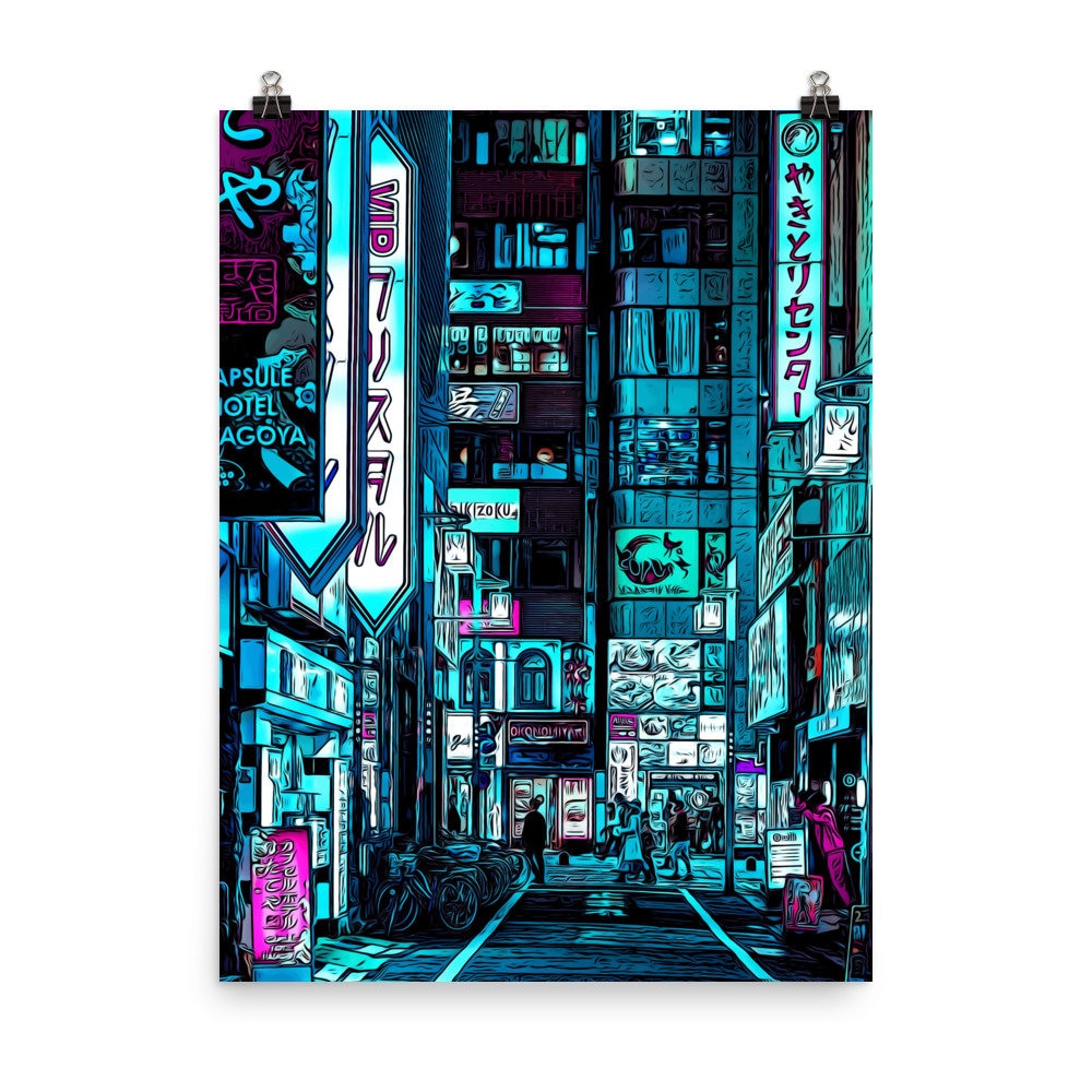 Tokyo Wall Art Neon Tokyo Cyberpunk Japan Etsy