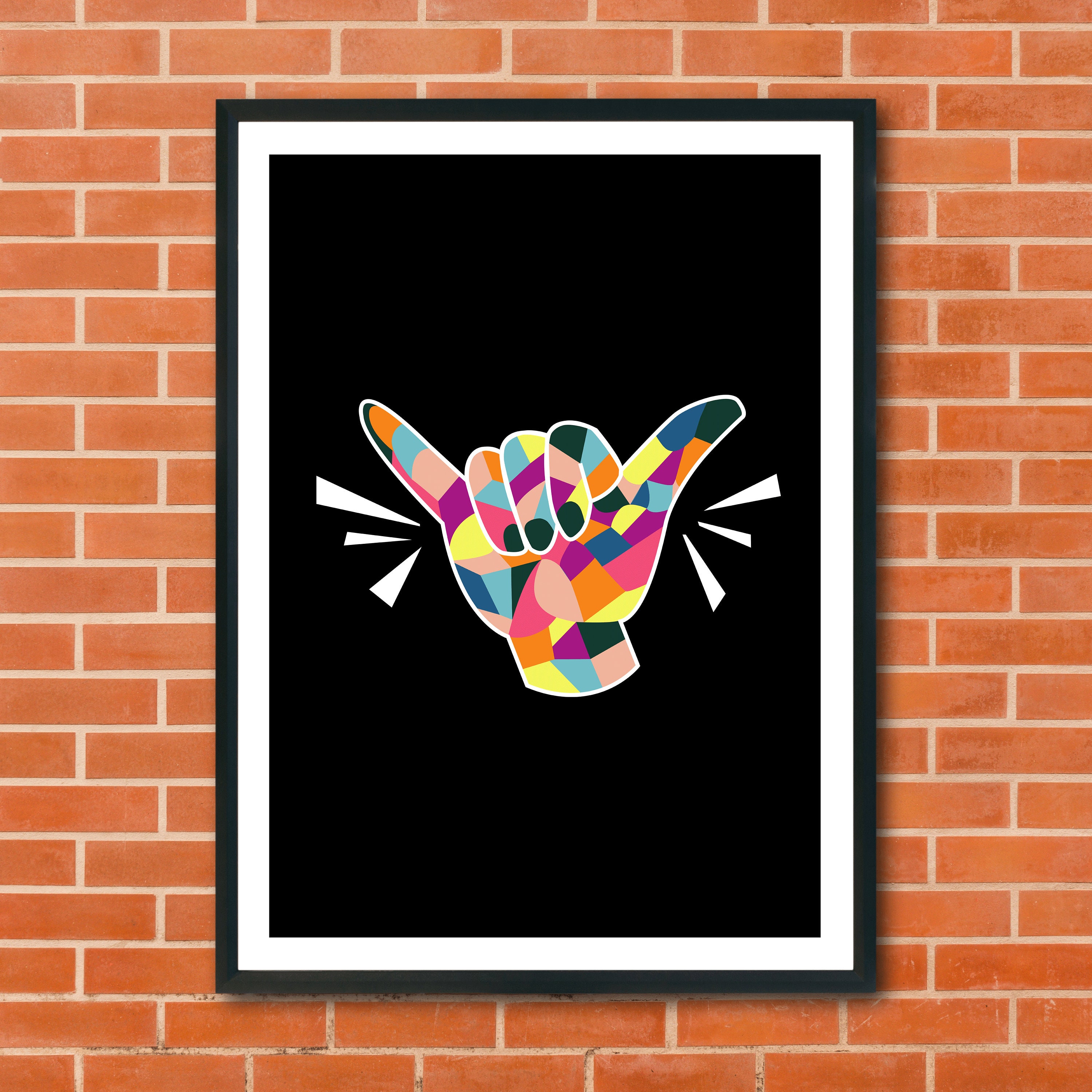 Shaka Hand Sign Surf Culture in Hawaiian Digital Prints. Hang - Etsy