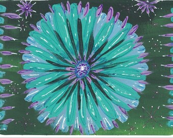 Hand painted abstract flower card 41