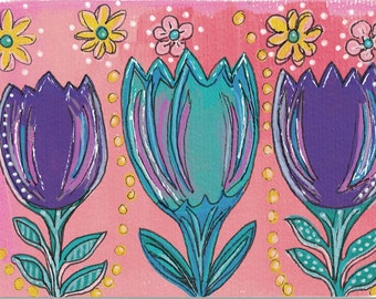 Tulips Hand Painted Greeting Card 61