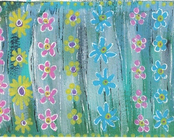 Flowers on the Wall Hand Painted Greeting Card