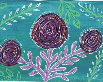 Hand Painted Greeting Card Abstract Roses 49