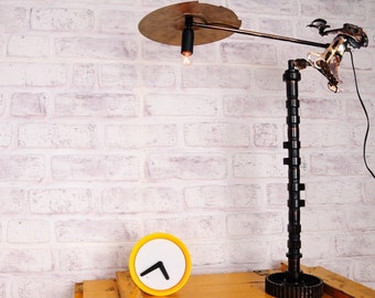 Handmade Retro Auto Part Table Lamp | Upcycled Drum Bell Decor