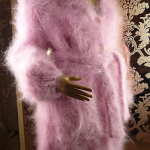 Mohair Handgefertigte Haarige Pinke Strickjacke Jacke Pullover größe 2XL Handgestrickt Bild 8