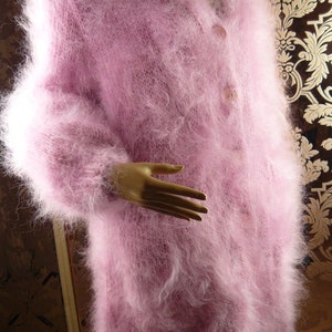 Mohair Handgefertigte Haarige Pinke Strickjacke Jacke Pullover größe 2XL Handgestrickt Bild 6