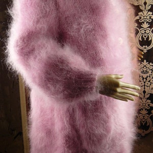 Mohair Handgefertigte Haarige Pinke Strickjacke Jacke Pullover größe 2XL Handgestrickt Bild 7