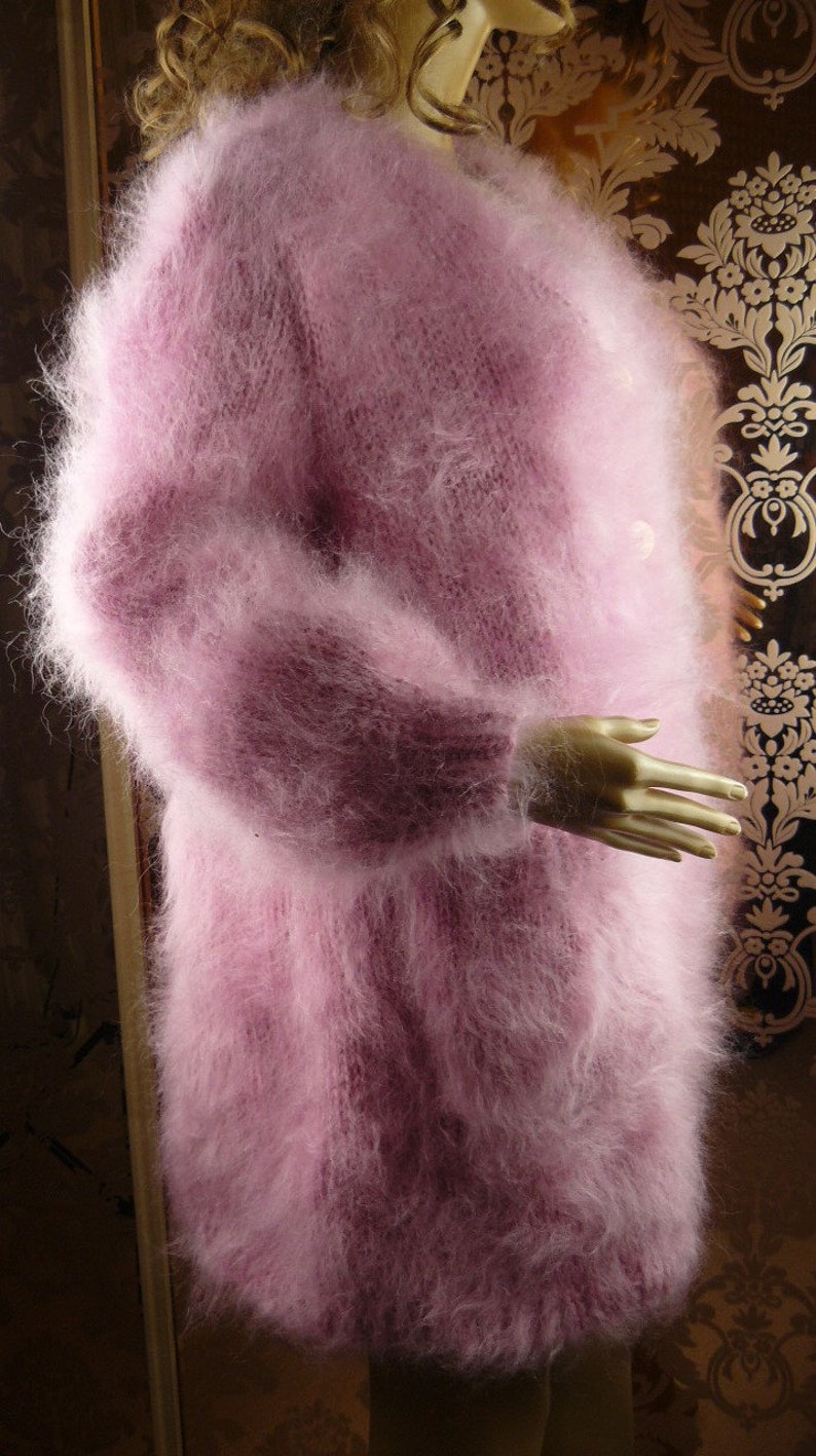 Mohair Handgefertigte Haarige Pinke Strickjacke Jacke Pullover größe 2XL Handgestrickt Bild 7