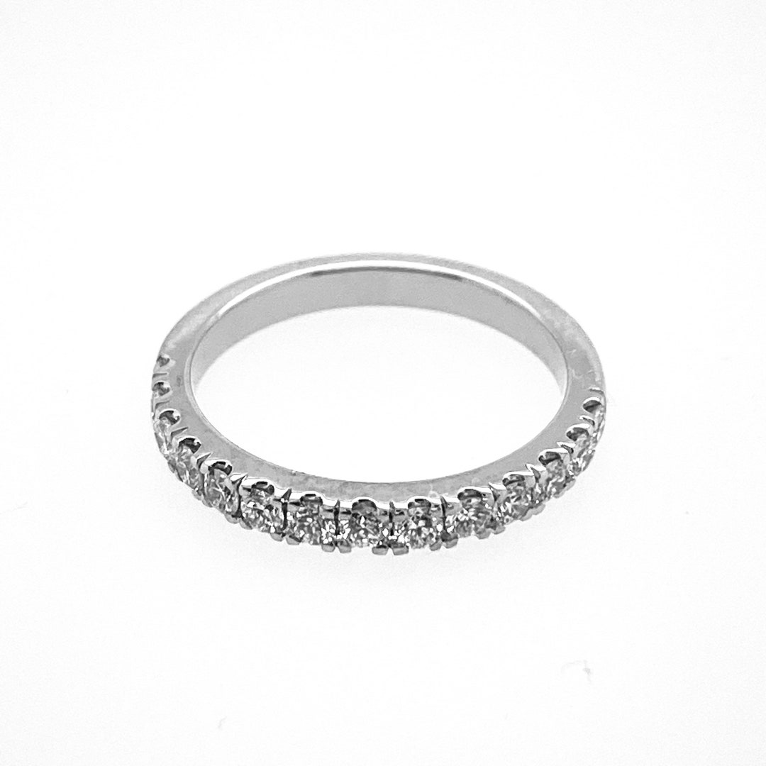Thick Half Eternity Diamond Wedding Band 14k White Gold Solid Etsy España