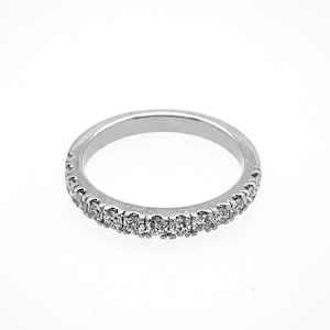 Thick Half Eternity Diamond Wedding Band 14k White Gold Solid Band/0.40 CT diamond stackable band/Natural diamond half eternity band