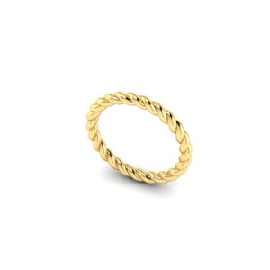 Handmade Real gold Band twisted ring made from 14k real gold twisted band/14k braided gold