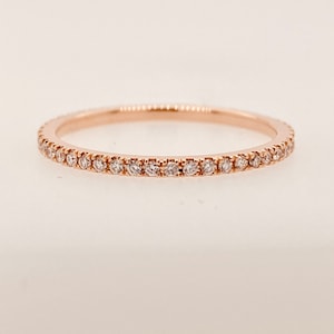 Rose gold eternity diamond wedding band - Diamond ring in 14k rose gold Solid