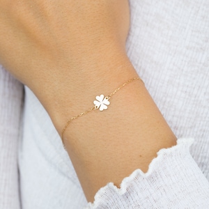 18K Gold Four Leaf Clover Charm Bracelet