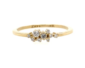 14k Yellow Gold Diamond Ring: Dainty Promise Ring