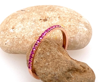 Pink Sapphire 14k Rose Gold Ring: Solid Gold Band
