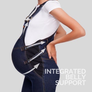 Maternity jeans overalls with belly support for pregnant women, "Johnny's mama"