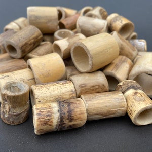 Natural Bamboo Dreadlock Beads / Braid / Loc Hair / Beads Raw Wooden Handmade Qty. 8 beads