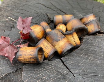 Natural Bamboo- Burnt Design Dreadlock Beads Handmade Braid