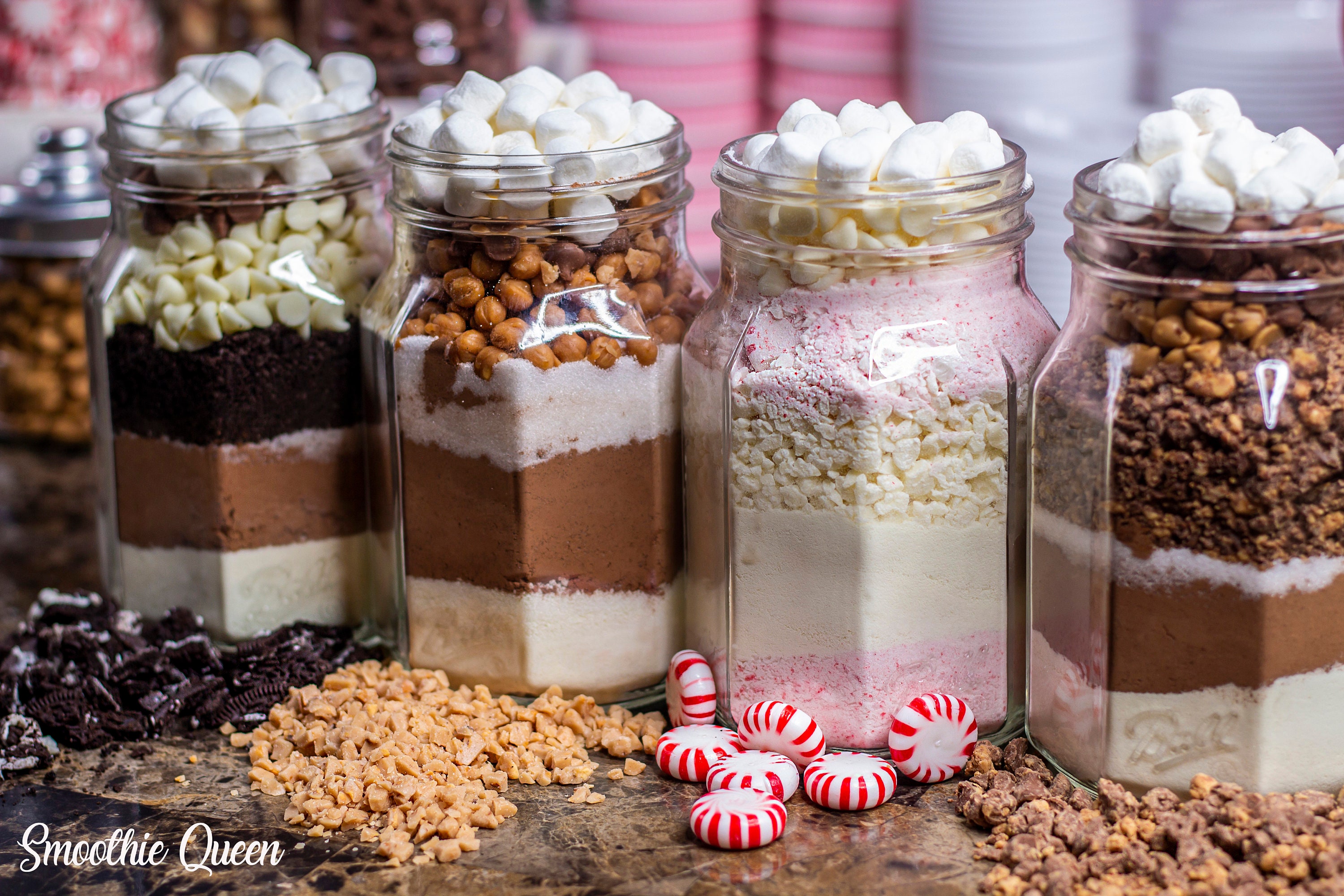 4 Hot Cocoa Gift Jars Mason Jar Gift Hot Chocolate Mix Etsy