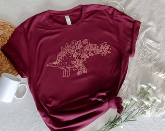 Stegosaurus Shirt: Golden Geometric Dinosaur Tee
