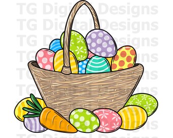 Easter Basket PNG Easter Eggs Basket Clipart Sublimation Design Download Digital File