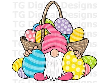 Easter Gnome PNG Easter Eggs Basket Gnomes Shirt Sublimation Design Digital Download File