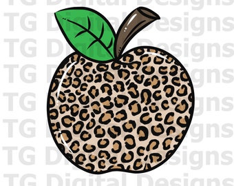 Apple PNG, Leopard Apple PNG, Leopard Apple Shirt Design, Apple Leopard, Leopard Sublimation PNG, Apple Clipart, Printable, Digital Download