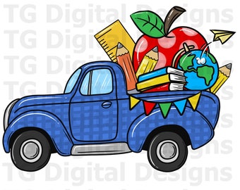 School Truck PNG, School Truck Design, Back To School PNG, School Sublimation, School Tshirt Design, Truck School, School PNG Design, File