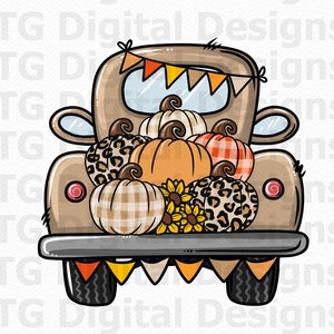 Fall PNG, Truck With Pumpkins PNG, Autumn, Thanksgiving PNG, Fall Sublimation Design, Fall Tshirt Design, Sunflowers, Fall Digital File