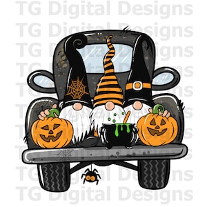 Halloween PNG, Halloween Truck PNG, Halloween Gnomes, Halloween Gnome Sublimation, Halloween Designs, Truck, Pumpkins, Halloween Print