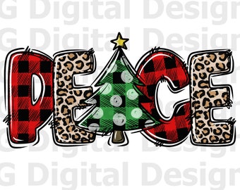 Christmas PNG, Christmas Peace PNG, Christmas Sublimation, Christmas Buffalo Plaid PNG, Christmas Leopard, Shirt Design, Christmas file