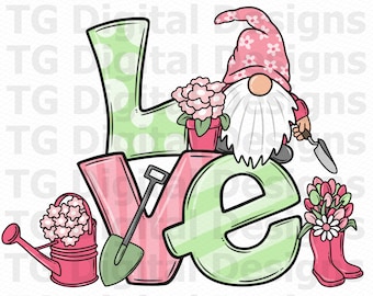 Spring PNG, Spring Gnome PNG, Summer PNG, Spring Love, Gnome Garden, Gnome Flowers, Gnome Planter, Spring Design, Spring Shirt, Spring File