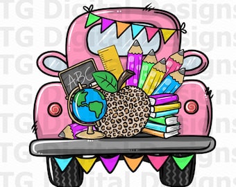School PNG, Teacher Clipart, Back To School PNG, School Truck PNG, School Sublimation, School Designs, Shirt Design, School Digital File