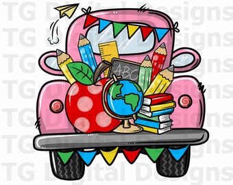 School Truck PNG, Back To School PNG, Teacher Truck, School Sublimation, School Shirt Design, For Girl, School Printable, School Download