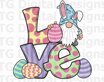 Easter PNG, Easter Gnome PNG, Easter Love PNG, Easter Sublimation, Easter Shirt Design, Easter Print, Easter Download, Easter Digital File