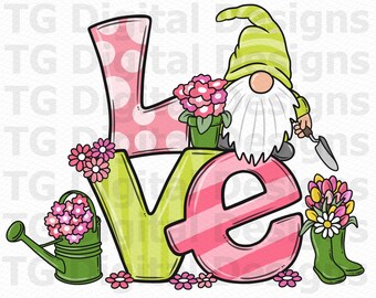 Spring PNG, Gardening, Flowers, Gnome, Easter PNG, Garden Tools, Summer PNG, Spring Shirt Design, Gnome Garden, Sublimation Design