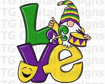 Mardi Gras Gnome PNG, Love Mardi Gras, Mardi Gras PNG, Mardi Gras Sublimation Design, Happy Mardi Gras, Shirt Design, Digital File PNG