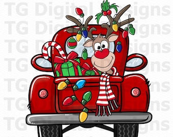 Christmas PNG, Christmas Truck PNG, Christmas Reindeer, Christmas Sublimation, Christmas Shirt Design, Christmas Digital Download File