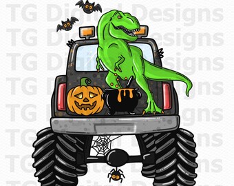 Halloween Monster Truck PNG, Halloween Dinosaur PNG, Halloween For Boys PNG, Halloween Sublimation Design, Halloween Bats, Shirt Design