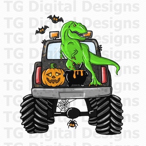 Halloween Monster Truck PNG, Halloween Dinosaur PNG, Halloween For Boys PNG, Halloween Sublimation Design, Halloween Bats, Shirt Design