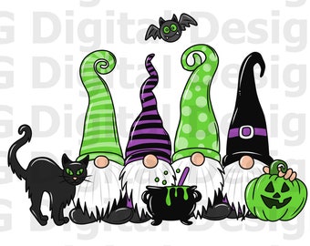 Halloween PNG, Halloween Gnomes PNG, Sublimation Design Download, Gnome, Cat, Pumpkin, Halloween Designs, Clipart, Digital File, Printable