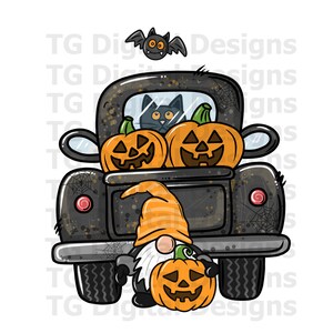 Halloween PNG, Halloween Truck PNG, Halloween Gnome, Pumpkin, Cat, Truck Print, Halloween Design, Halloween Printable, Halloween Download