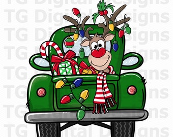 Jullastbil PNG, julren PNG, jul PNG, juldesign, skjortdesigner, julsublimering, julclipart, fil