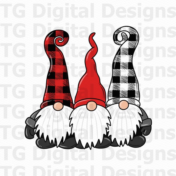 Christmas PNG, Christmas Gnomes PNG, Christmas Sublimation Design, Gnome Christmas, Buffalo Plaid, Christmas Shirt Design, Digital Download